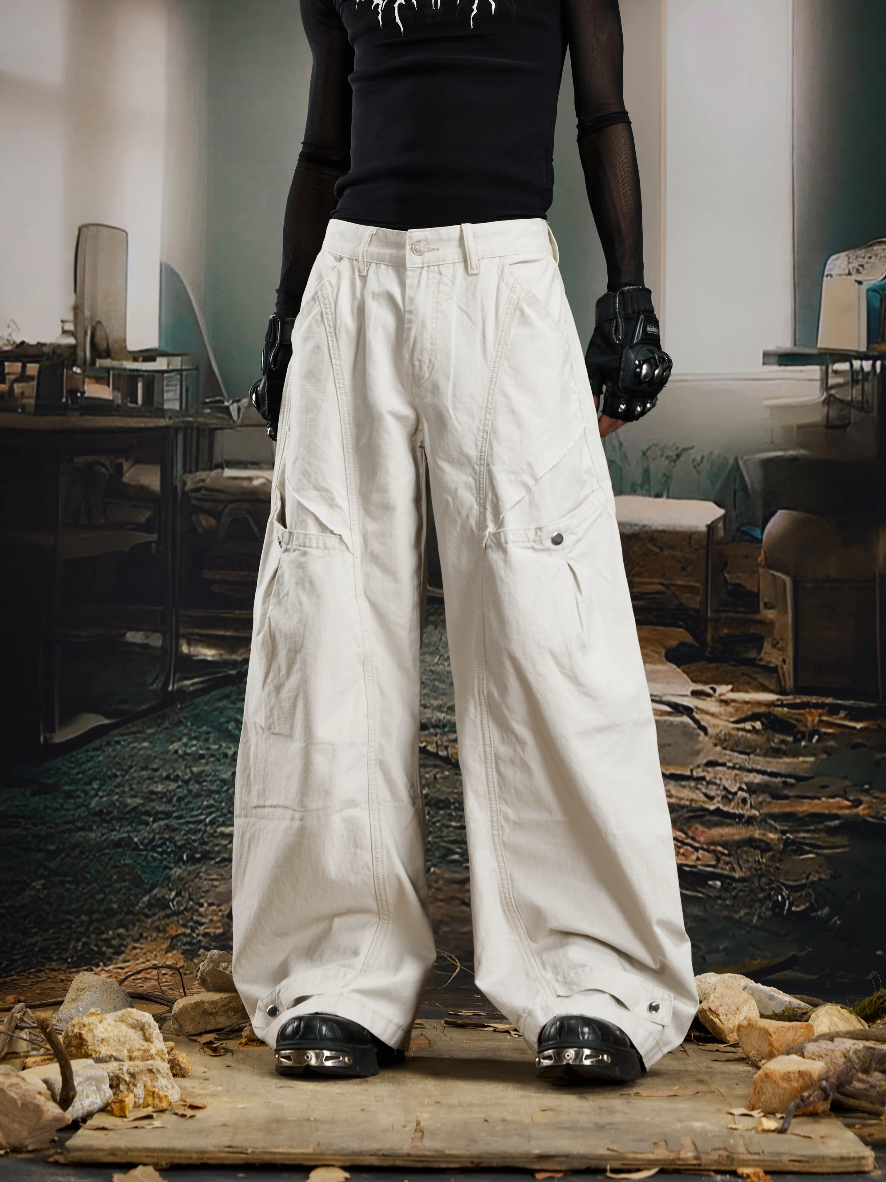 

Design All-Match Street American Deconstructed Pocket Machete Casual Pants Multi-Pocket Cargo Trousers for Men and Women