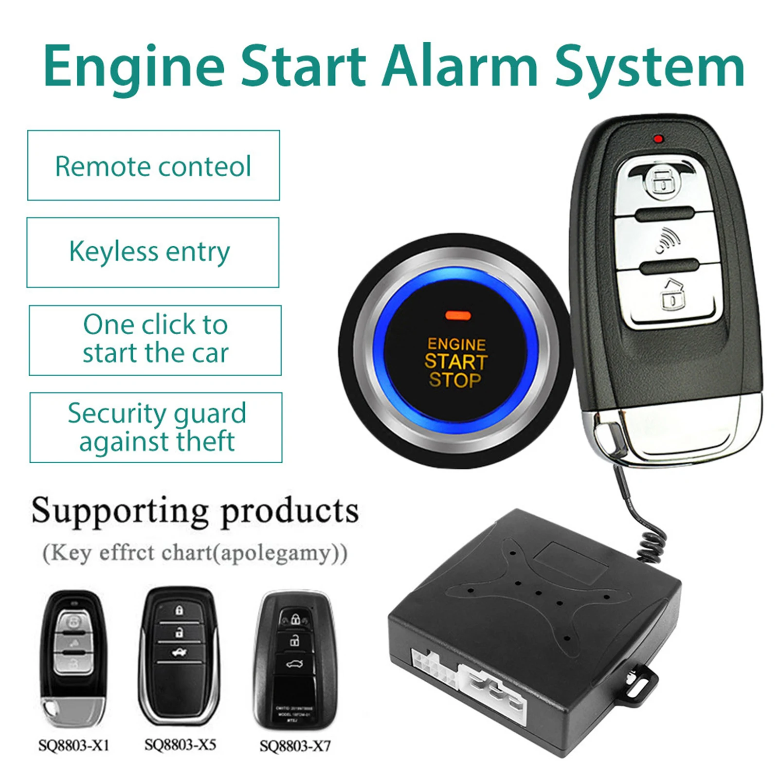 12V Keyless Entry System Car Start And Stop Buttons Keychain Kit Central Door Lock With Remote Control Universal Car Accessories