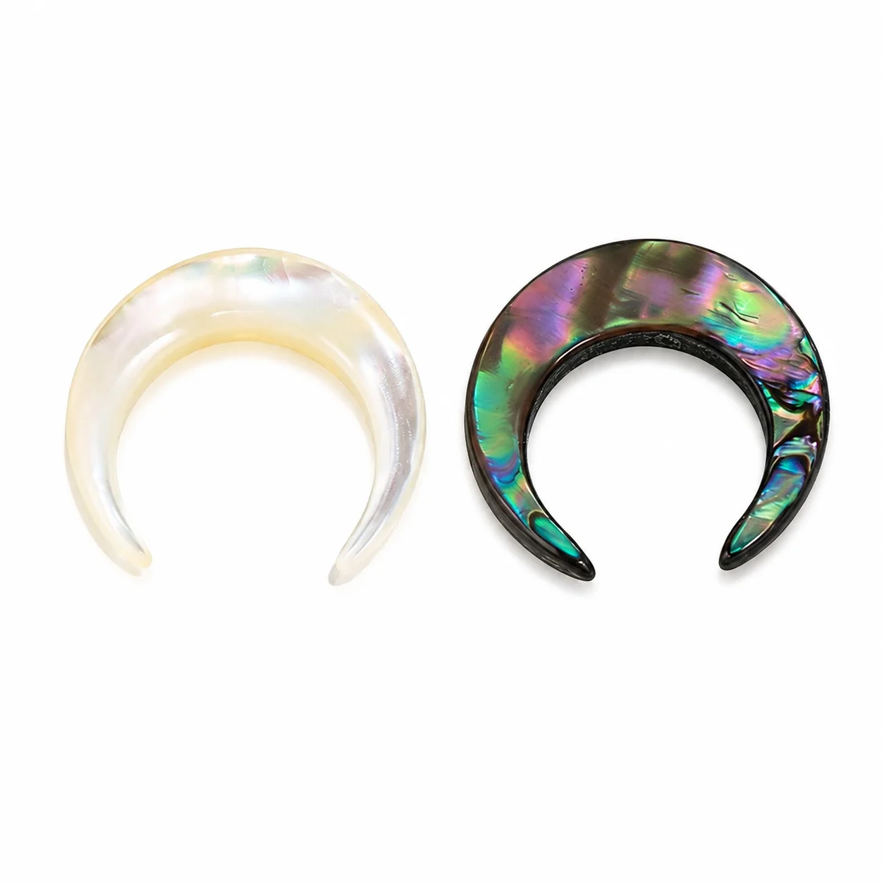 1pc Natural Abalone Shell Pendant Charms Mother of Pearl Crescent Moon Beads Vertical Through-hole for Making Crafts Accessories