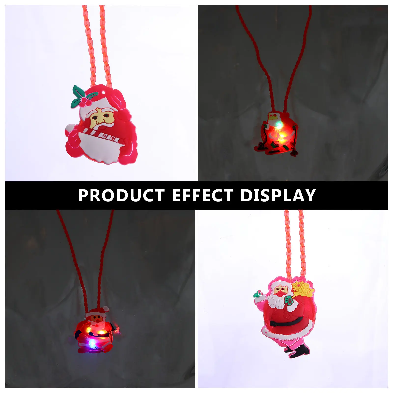 

12Pcs Christmas LED Necklace Light Up Glow Pendant Santa Snowman Favors Kids Christmas Neck Decor Jewelry