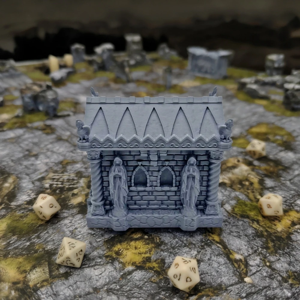 Tomb gothique non peint, Terrain RPG supérieur amovible pour décor de paysage D&D/Warhammer, tomes de cimetière 3D