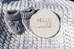 Hello World Birth Announcement Card/Baby Announcement/Gender Reveal Sign/Birth Wood Name Sign/Hello World/Maternity Photo Sign