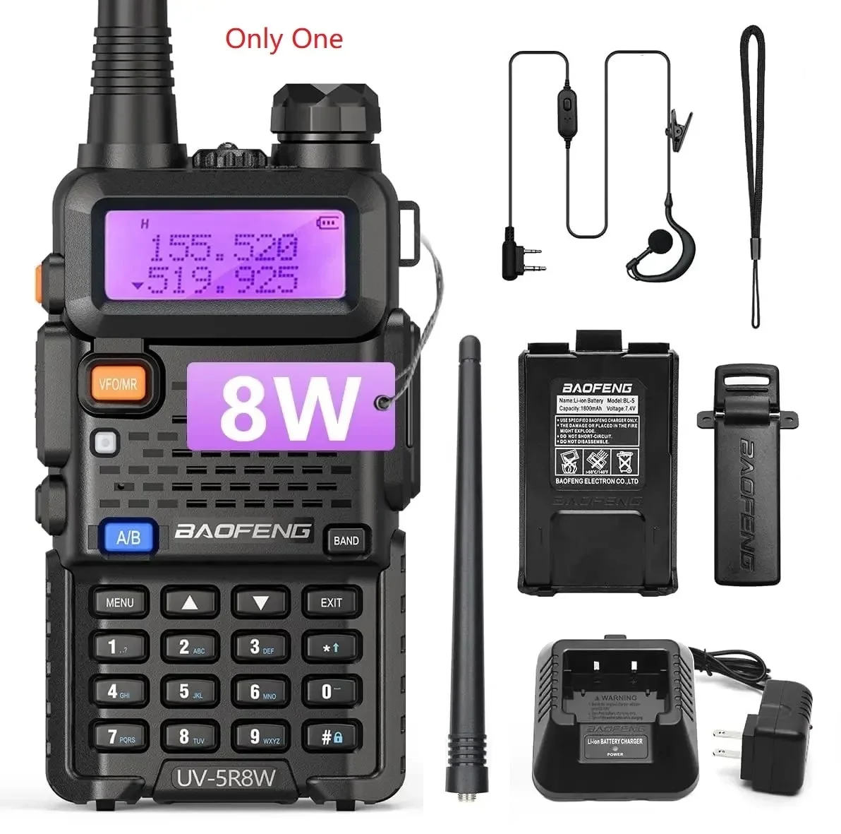 1/2 STKS BaoFeng UV-5R 8 W Tri-Power Walkie Talkie High Power Dual Band Lange afstand 128 CH Draagbare Handheld UV 5R Ham Twee Manier Radio - afbeelding 1