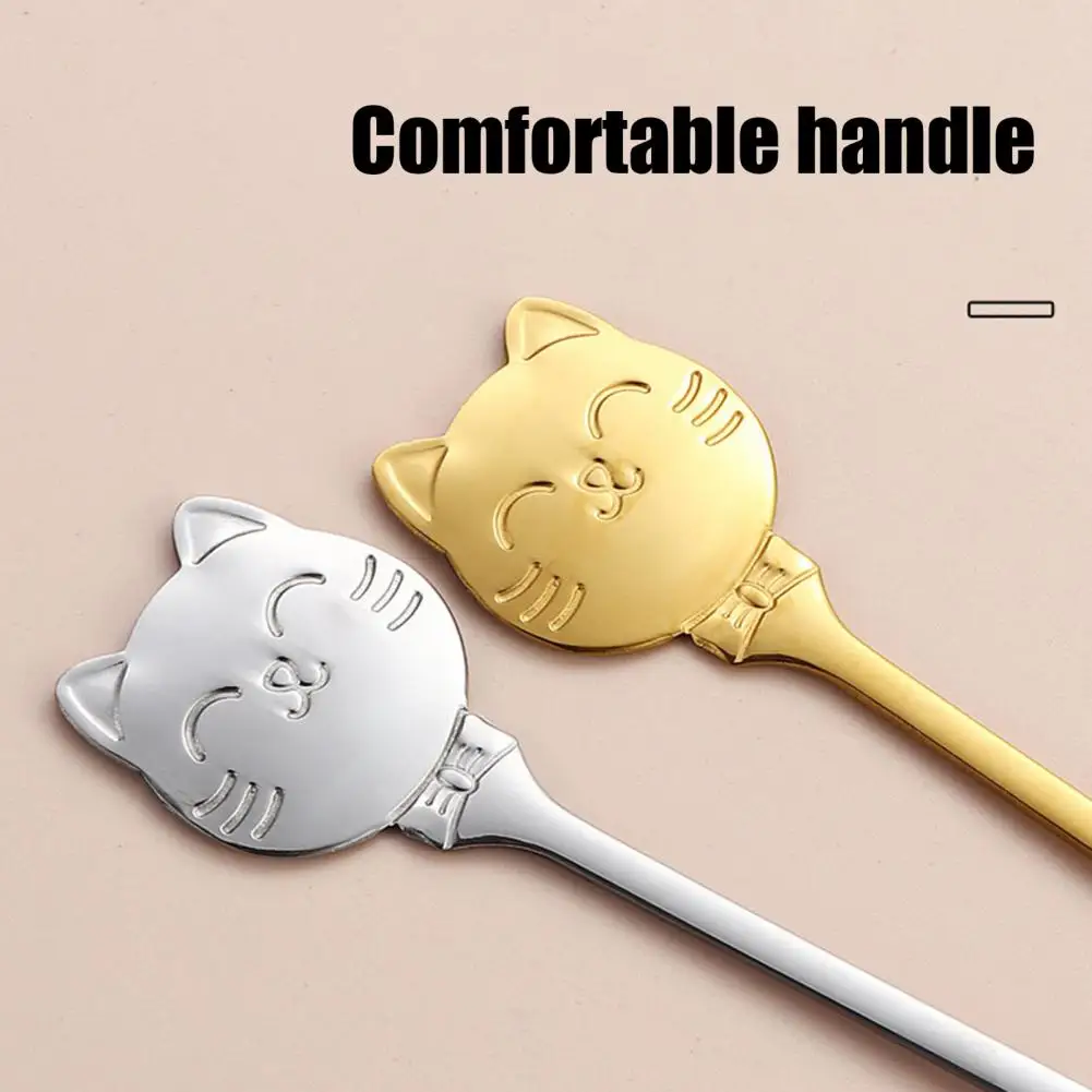 Multi Color Electroplated Spoon Stainless Steel Cat Paw Coffee Spoon Multi-color Electroplated Dessert Teaspoon Ice Cream Yogurt