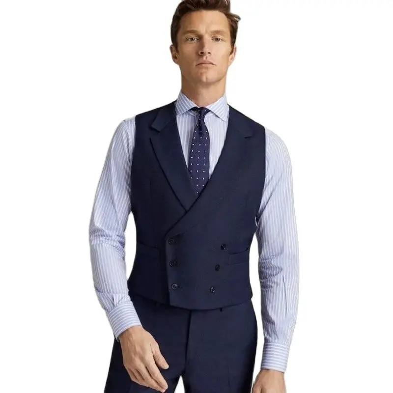 

Business Suit Vests for Men Custom Made Double Breasted Notch Lapel Waistcoat Slim Fit Wedding Groom Prom Dress Jacket 1 Piece