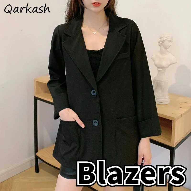 Office Lady Blazers Women Clothing Baggy Vintage Summer Outwear All-match Minimalist Formal Classic Daily Popular Harajuku 2023