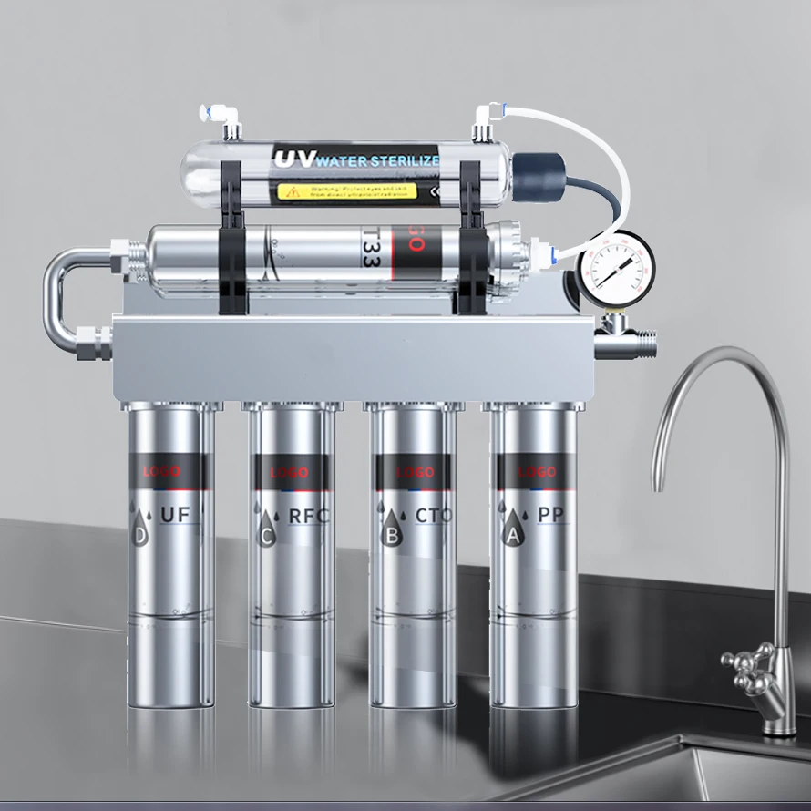90L 6 Stage Electric 304 Stainless Steel UV Under Sink Water Filter