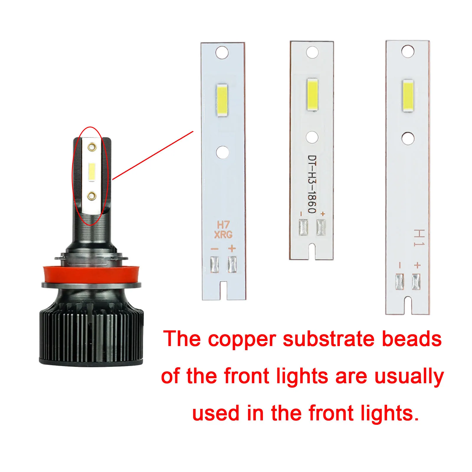 1 pz substrato di rame ad alta potenza led faro per auto lampada tallone 1860 CSP H7 H3 H1 Chip DC9-10V bianco freddo fendinebbia automatico