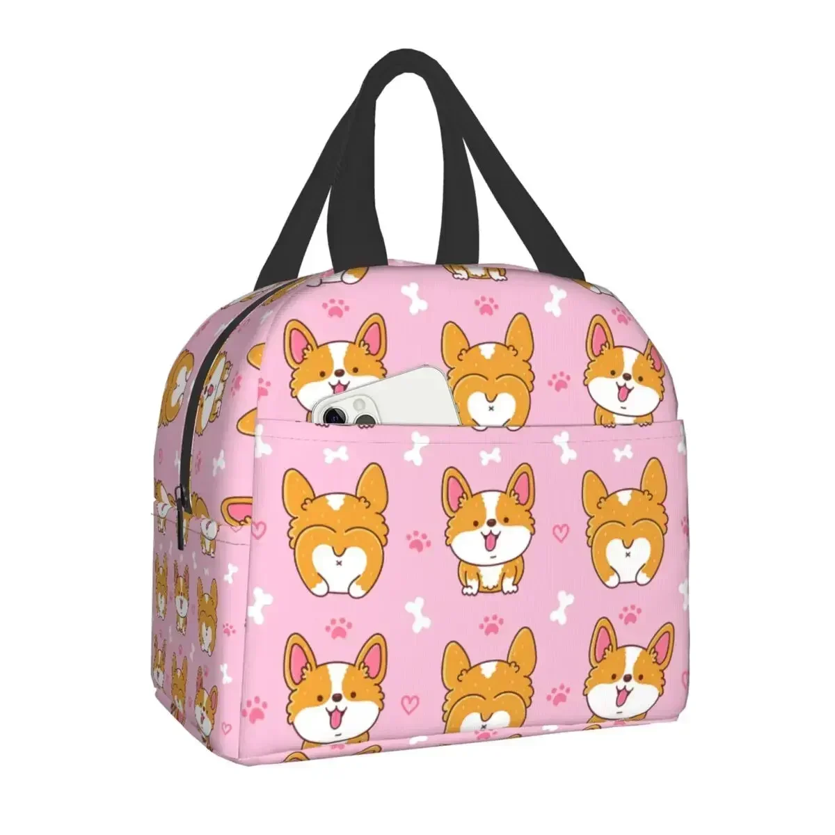 Coffee Welsh Corgis Dog Insulated Lunch Tote Bag for Women Resuable Thermal Bento Box For Kids School Children Lunch Box