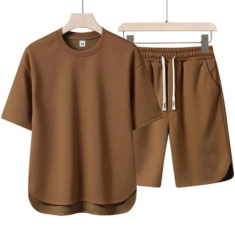 

2025 Summer Men's Faion Printed Casual Sportswear Crewne T-irt Seven Sve Length Youth Autumn Set Other Set