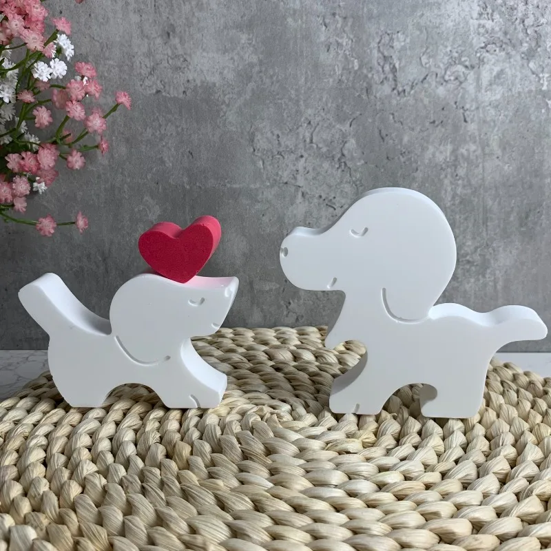 Cute Puppy Silicone Molds Plaster Concrete Casting Moulds House Decoration Love Dog Rabbit Resin Mold Plaster Ornament Moulds