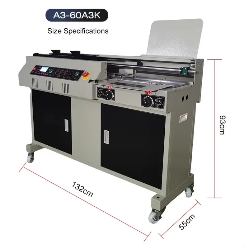 Industrial Grade A3 Electric Side Glue Binding Machine Large Glue Tank 60mm Thickness Factory Binding