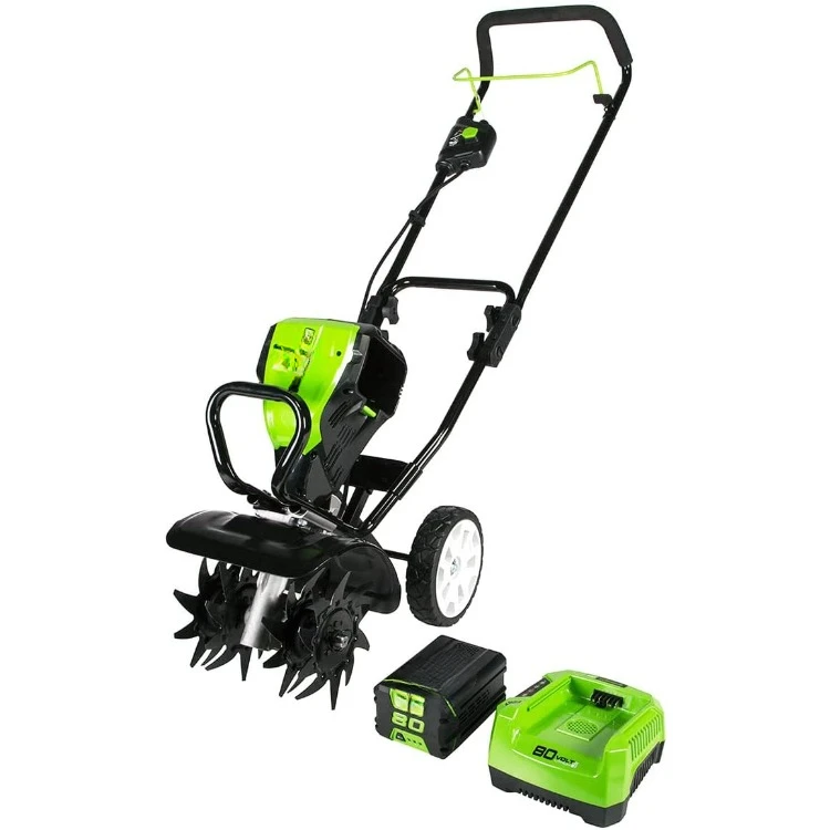 Pro 80V 10 inch Cultivator with 2Ah Battery and Charger, TL80L210, Black And Green