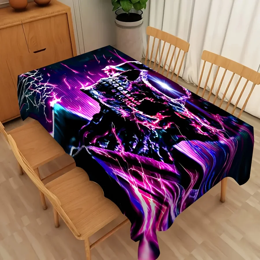 JIT-1pc Cool Colorful Skull Pattern Restaurant Kitchen Tablecloth, Attractive Home Decorative Dining Tablezyc