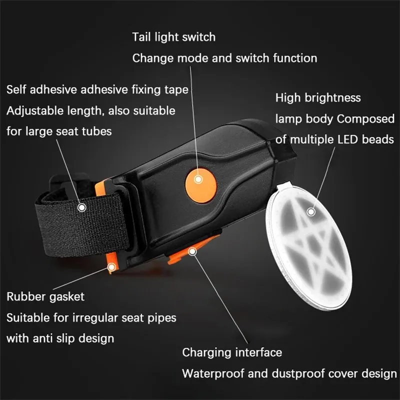 Multi Lighting Modes Bicycle Tail Light Cycling Lamp USB Rechargeable Led Flash Tail Rear Lights MTB Seatpost Bike Accessories