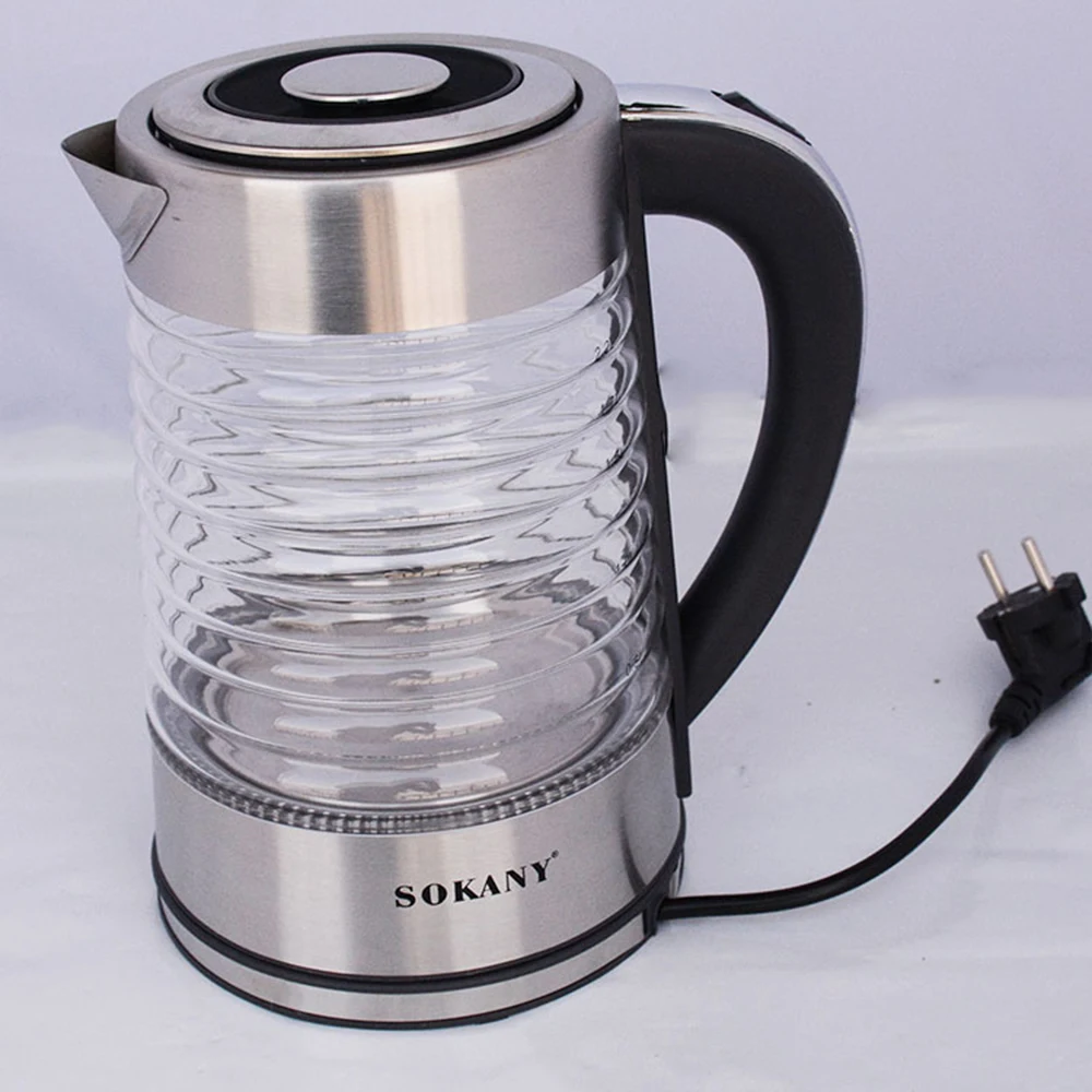 2000W 2.2L Portable Kettle Electric Tea Pot Smart Glass Stainless Steel Boiling Water Coffee Teapot Port Kitchen 220V 전기포트 주전자