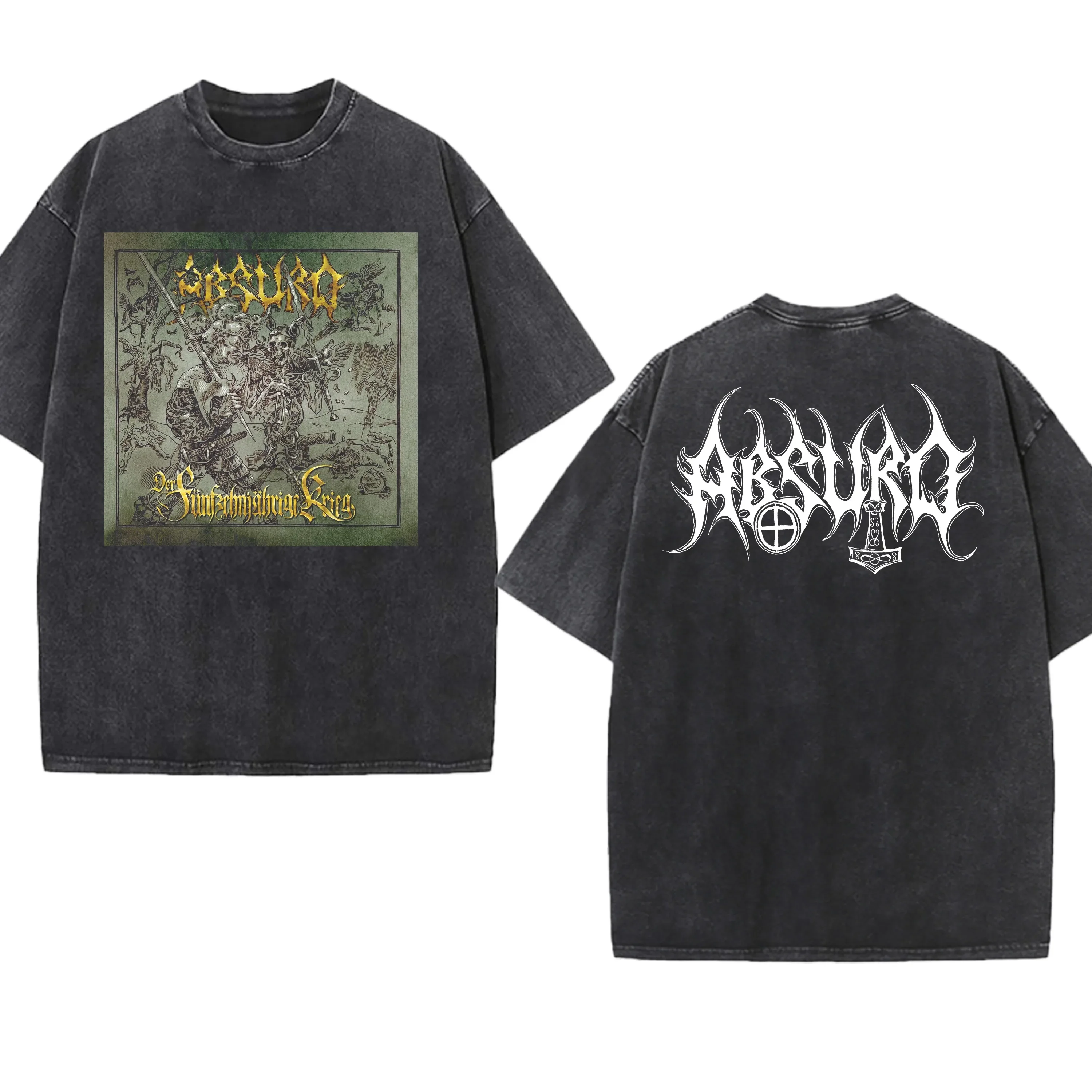 Absurd Washed Band Fans T-Shirt  Gothic Gift Mens Clothing Graphic Vintage Hip Hop T-shirt Streetwear Tees Short Sleeve