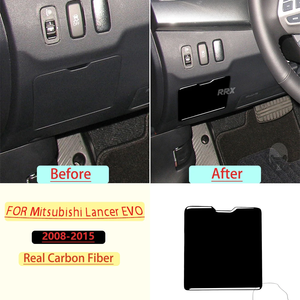 Carbon Fiber For Mitsubishi Lancer EVO 2008-2015 Car Co-pilot Storage Box Trim Customizable Car Sticker Interior Accessories