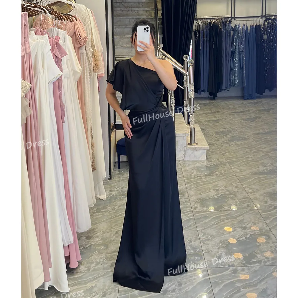 Custom Made Classic Oen Shoulder Pleated Sexy Straight Evening Gown Crisscross …