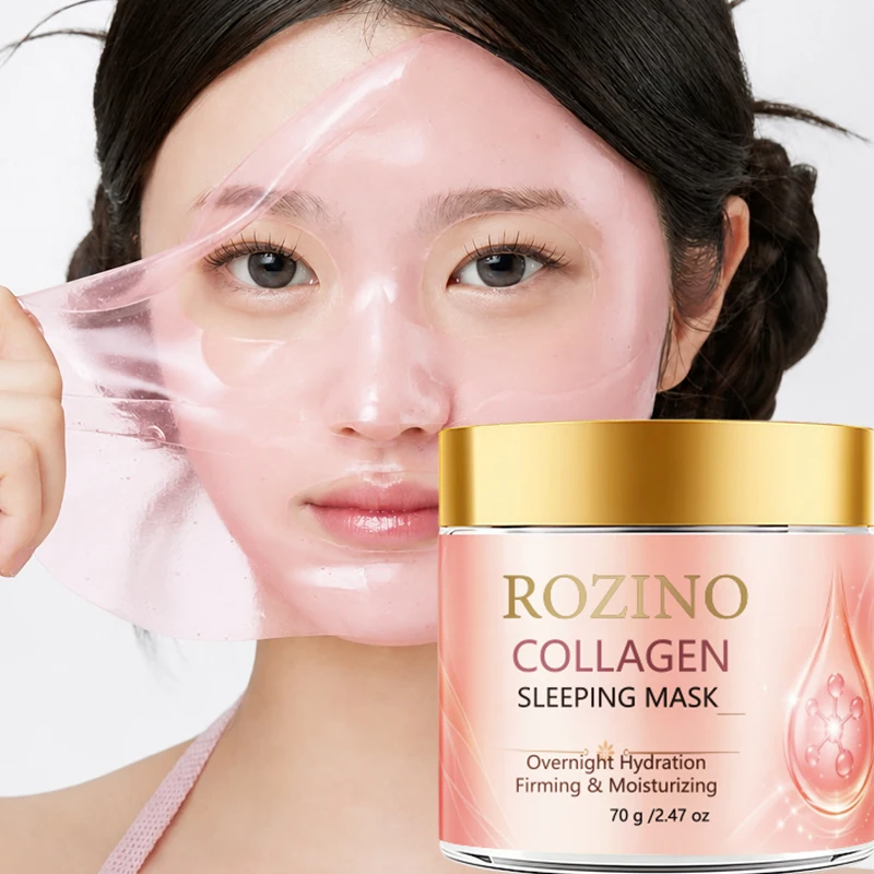 Rozino Collagen Moisturizing Sleeping Mask, with Added Collagen Nourishing Essence, Can Instantly Hydrate the Skin Upon Contact, Providing a Dual Skincare Experience of Instant Hydration and Instant Lifting for All Skin Types during Night Care It Releases Instant Lifting and Nourishing Care Throughout the Night, with a Texture That Is Warm and Smooth.