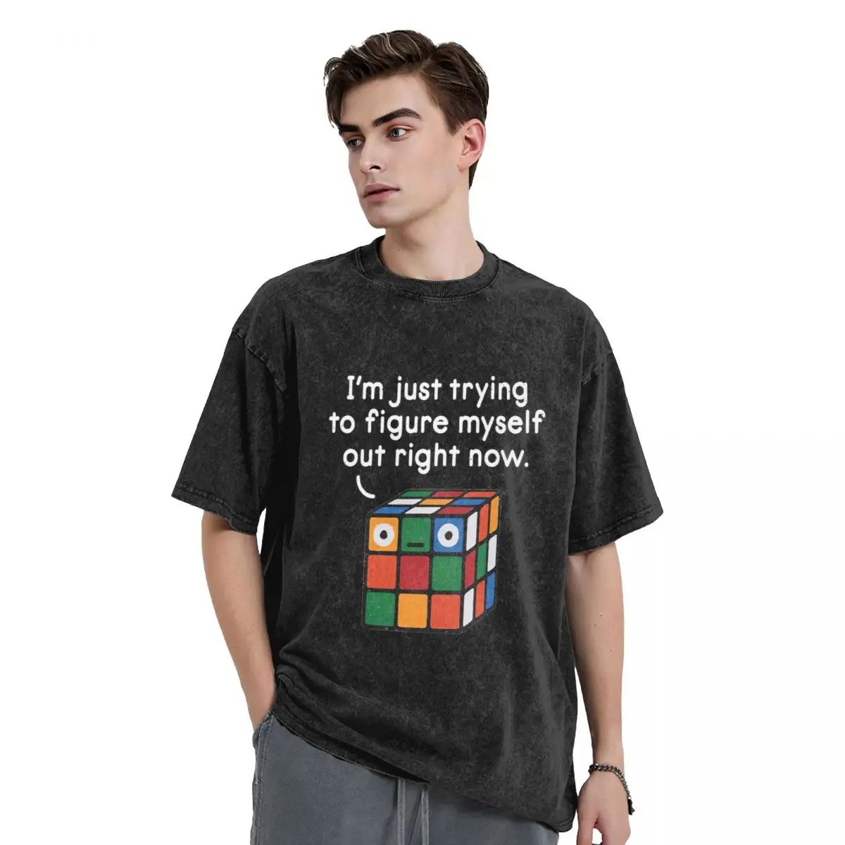 

Rubik's Cube Men's Vintage Oversized T-Shirts Rose Graphic Novelty T-Shirts Cotton Oversize Top Tees For Men Women