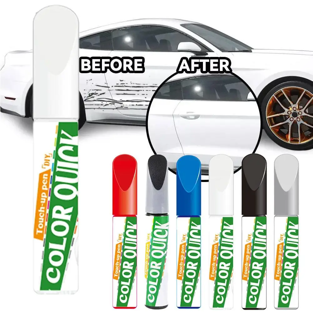 Automotive Touch-Up Paint Pen for Scratch Repair - Universal Black & White Formula, Quick Fix for Car Chips and Scratches