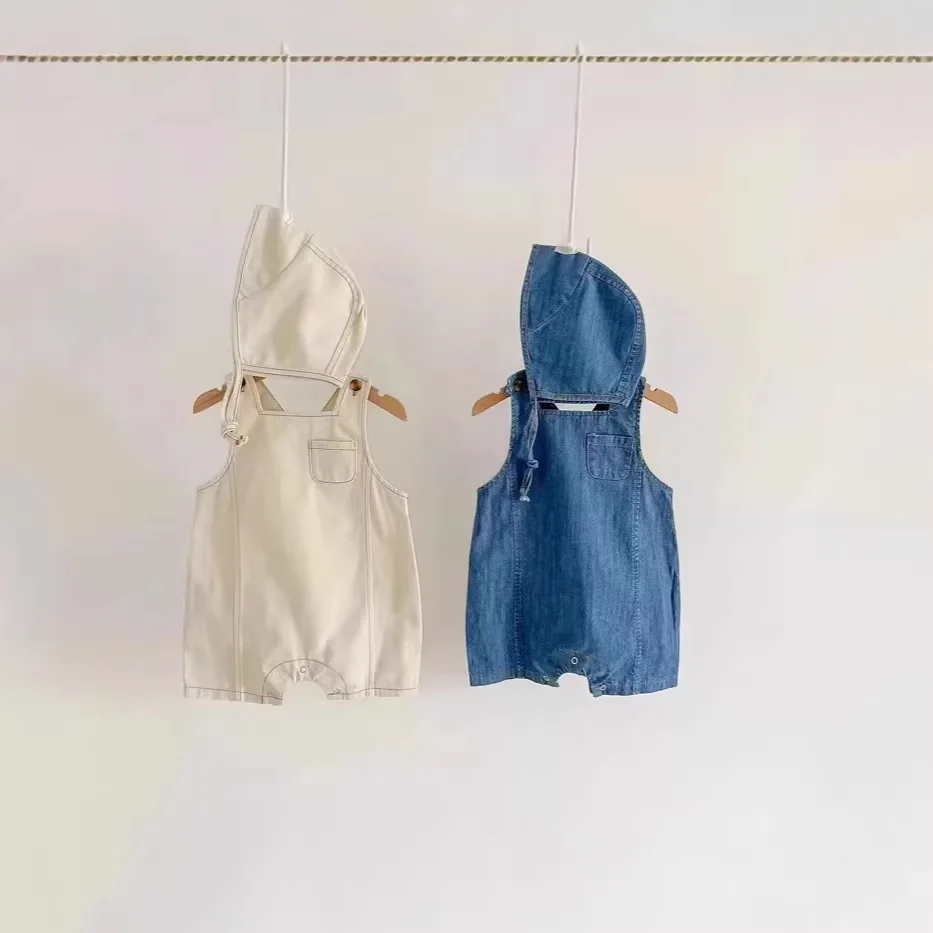 Korean Version Ins Summer Boys and Girls Baby Denim Overalls Jumpsuit Baby Casual Sleeveless Vest Ha Yi