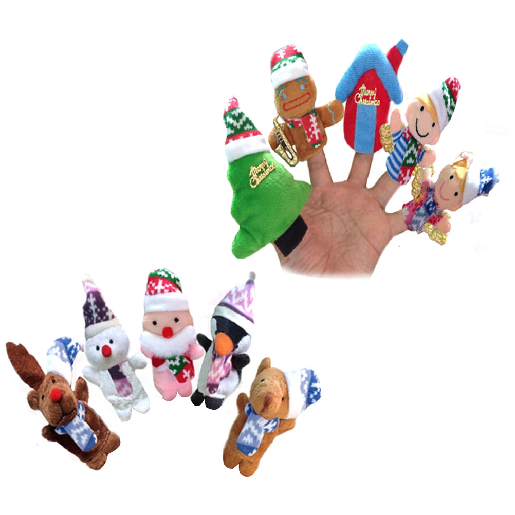 

10 Pcs Christmas Finger Puppet Holiday Puppets Children's Cognition Toy for Kids