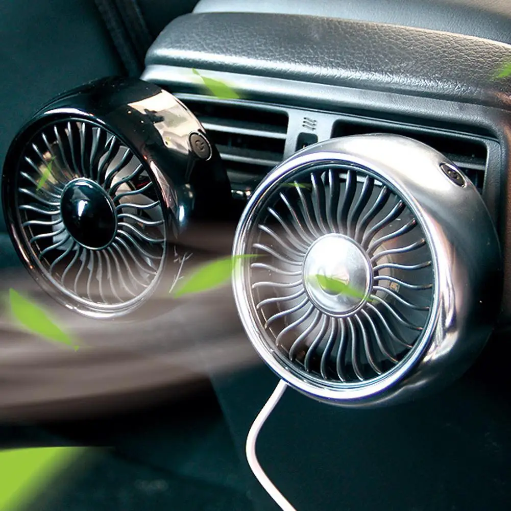 Mini Car Air Vent Cooling Fan - 3-Speed Adjustable Wind, Colorful Ambiance Light, USB Charging and Air Outlet Clip Mount