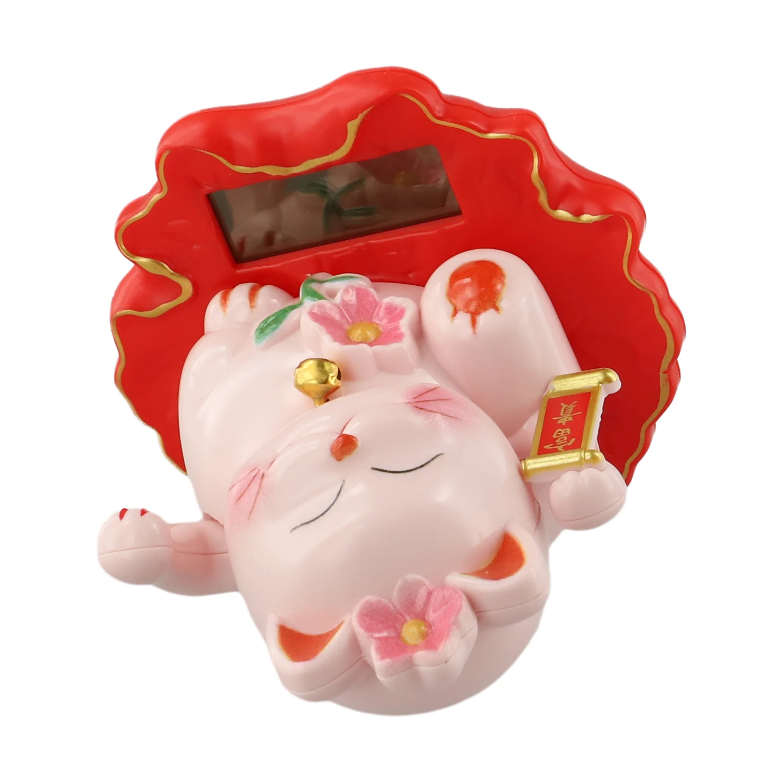 Feng Shui Lucky Cat 7.8*7.5*8cm Automatic Waving Lucky Cat Classic Design Financial Prosperity Positive Energy