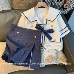 Children's Clothing Sets Bow Knit Sweater +Pleated Skirt Set Kids Clothes for Girls Knitted Sets Infant Designer Clothes