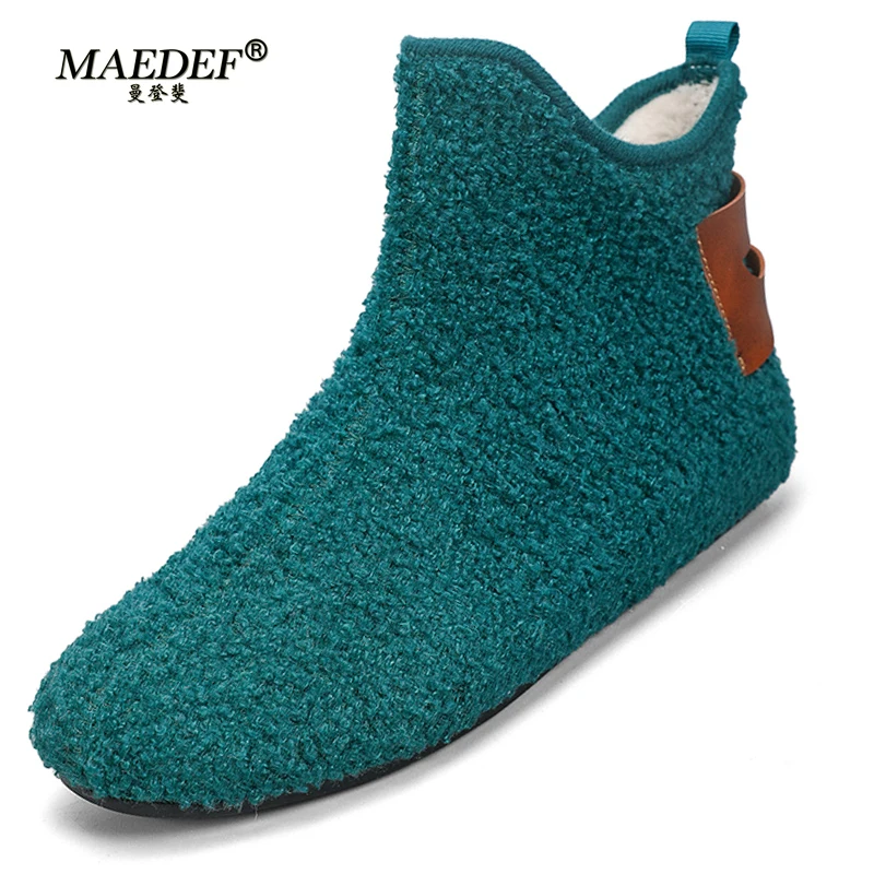 

MAEDEF Cotton Shoes Men High Top Winter Warm Slip on Lightweight Slippers Men Plush Indoor Cotton Loafers Men Winter Warm Shoes