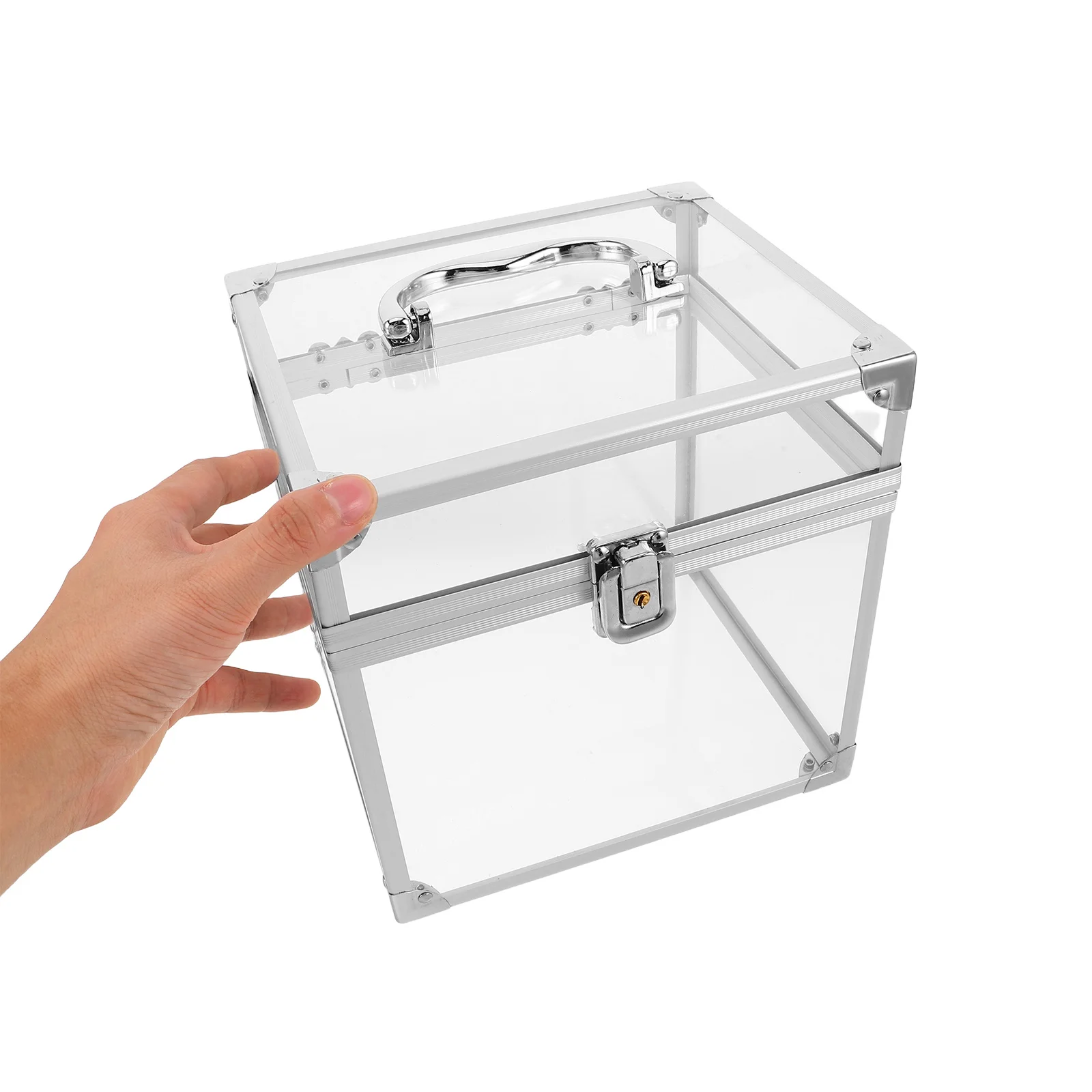

Stylish Acrylic Vinyl Record Storage Box Transparent Album Display with Carry Handle Vinyl Record Storage Box Album Display Bin