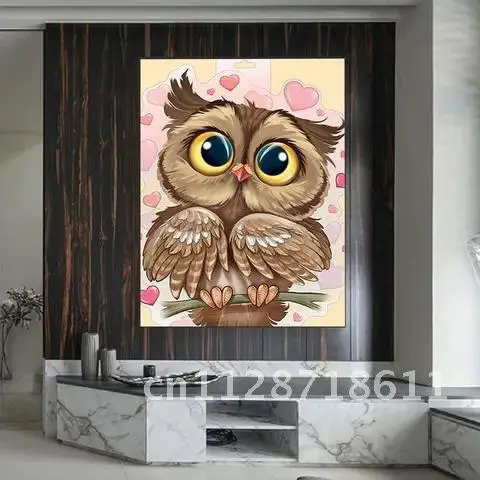 Handmade Owl Diamond Painting Full Round Drill Gift Animals Mosaic Picture Of Rhinestones Home Decor AZQSD Diamond Embroidery