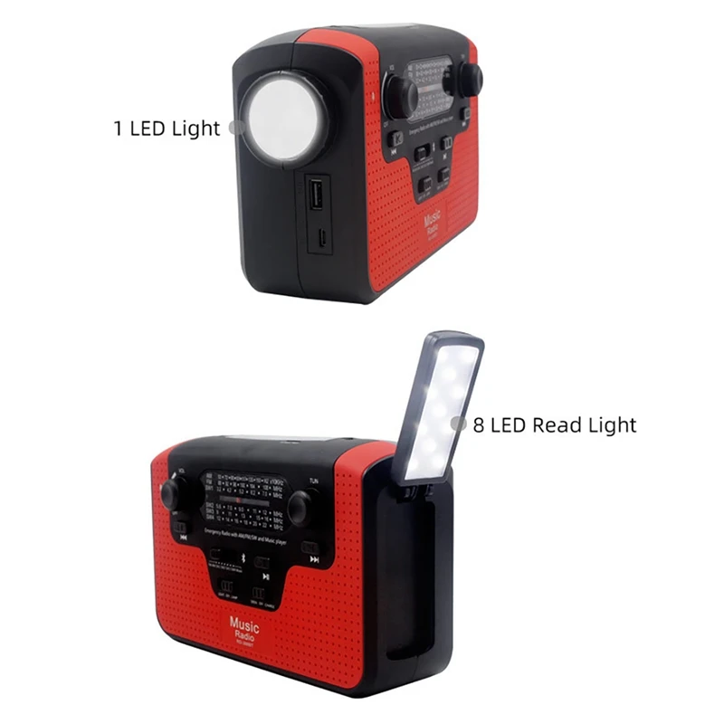 Lanterna Solar Multifuncional LED, rádio com manivela, emergência