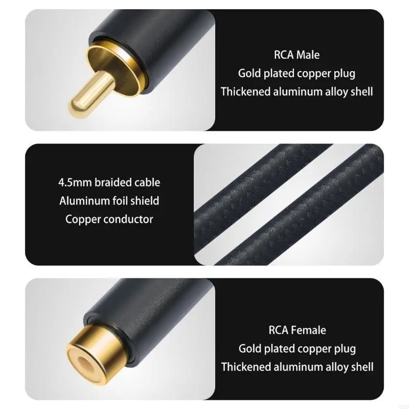 J1HD Robust Music Male to Female Cable Enhanced Quality Extension Cable for Amplifiers Brilliant Sound Quality