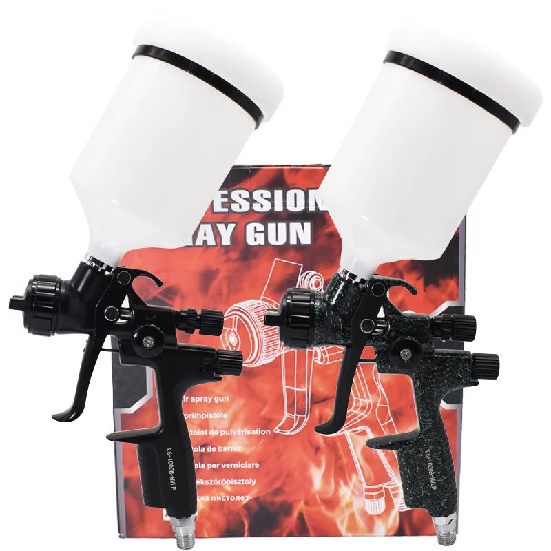 1000B HVLP Twin-Pack Spray Gun Combo 1.3mm Nozzle Automotive Painting System Kit, Professional Gravity Feed Sprayers 600CC Cups