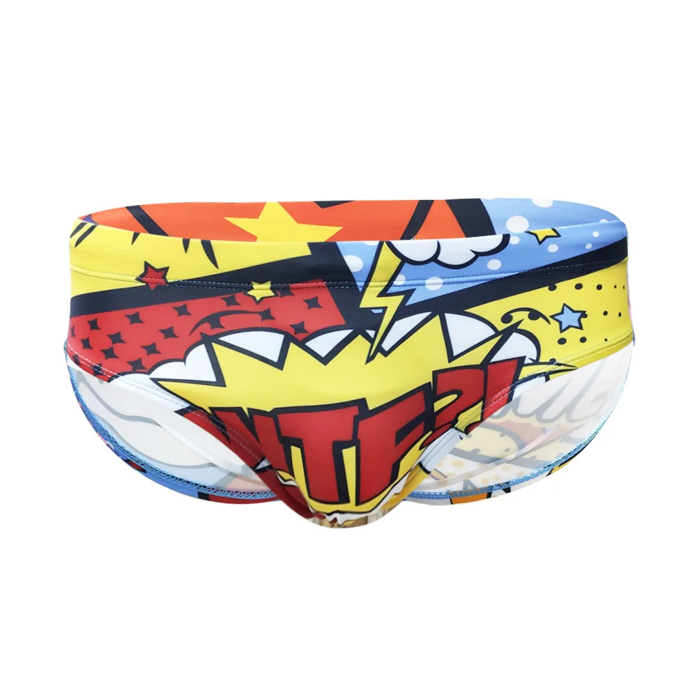 Men's cartoon English swimming trunks European and American trends cross-border beach solid color UHX052