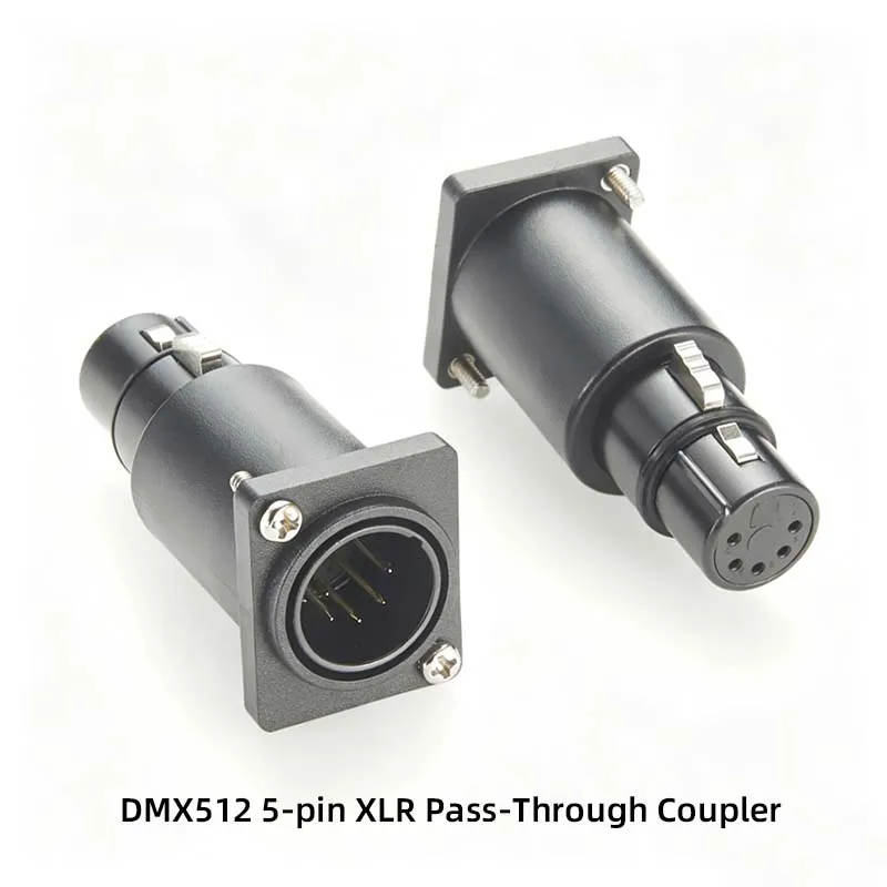 DMX512 5-Pin XLR Panel-Mount Pass-Through Coupler (5-Pin Male to Female) for Extending Lighting Signal Connections
