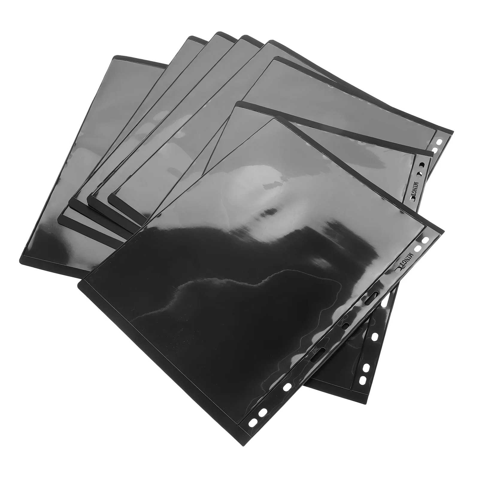 

10pcs Album Postage Page Loose-leaf 9-holes Black Background Single Row Paper Stamps Storage Collecting