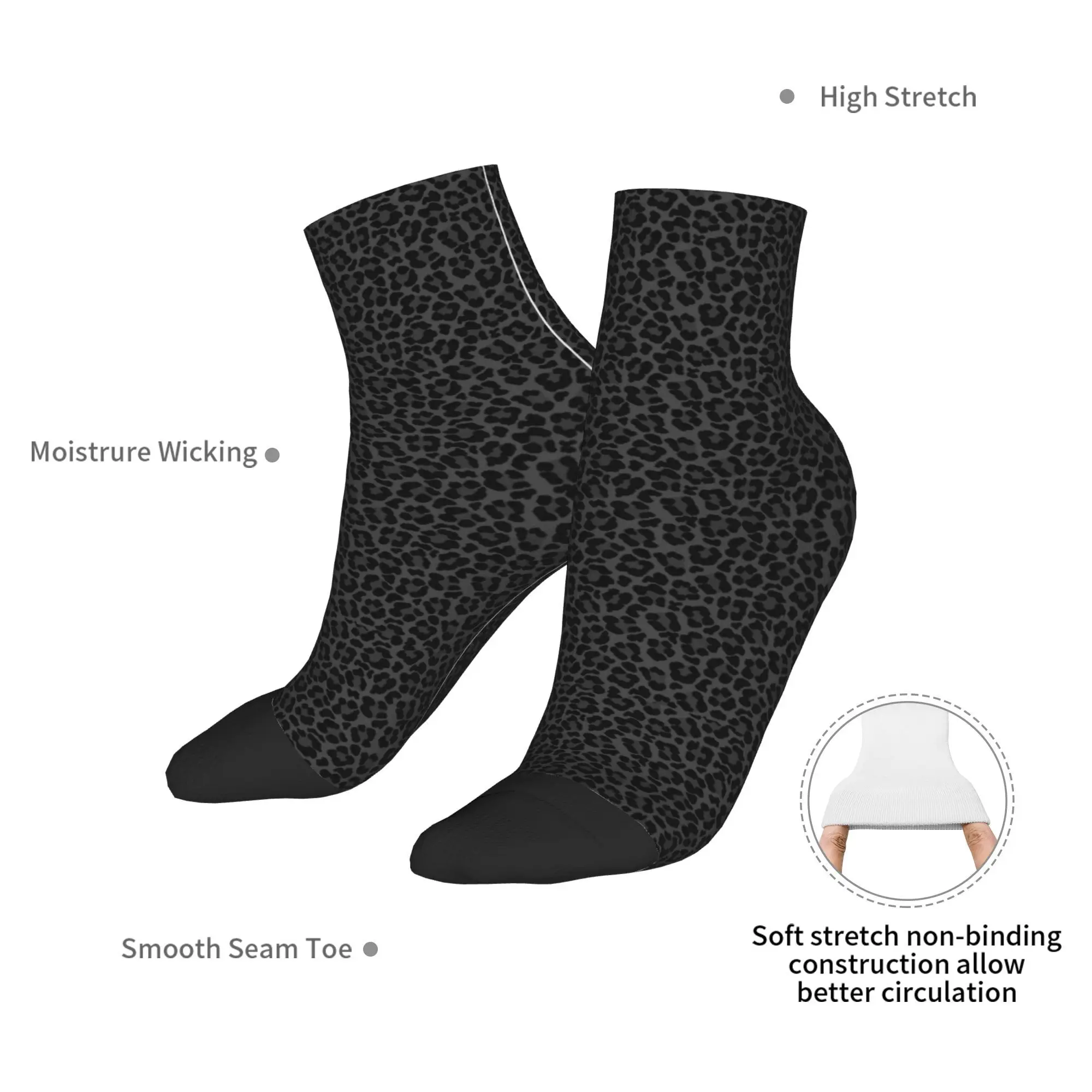 Alle Jahreszeiten schwarze Socken mit Leopardenmuster, Harajuku, schweißabsorbierende Sport-Mittelrohrsocken, weiche Hip-Hop-Strümpfe für Männer und Frauen