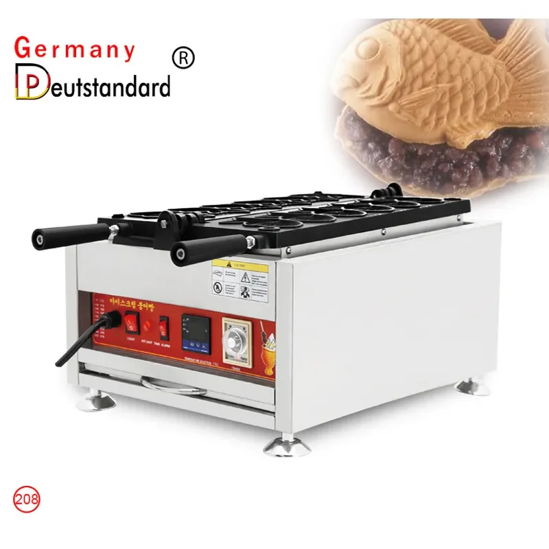 Commercial 6 Snapper Roast Machine, Electric Grain Snapper Roast Stove, Fish Shape Waffle Baker Taiyaki Maker
