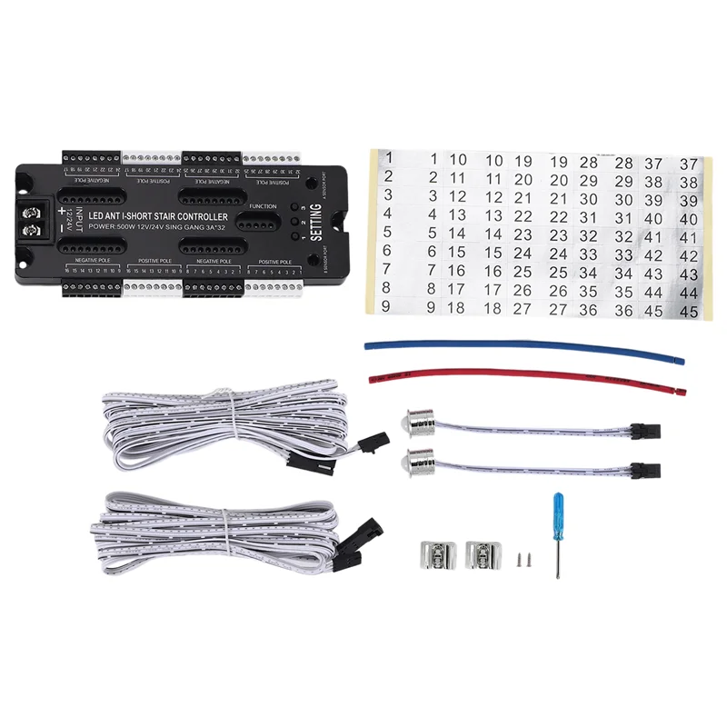 A01F-계단용 유연한 스트립 실내 LED 모션 센서 32 채널 조정 가능한 밝기 DC 12V 24V 계단 조명 컨트롤러