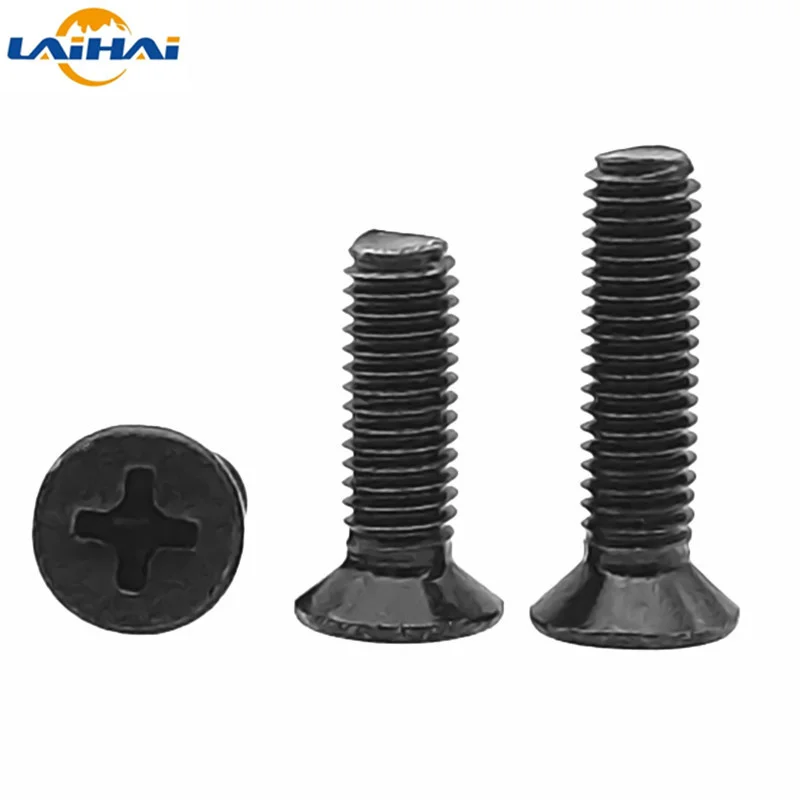 800-18000pcs Flat Head Phillips Screw Carbon Steel M2 M2.5 M3 M4 Black Oxide Coated Machine Screw For Electronic Repair