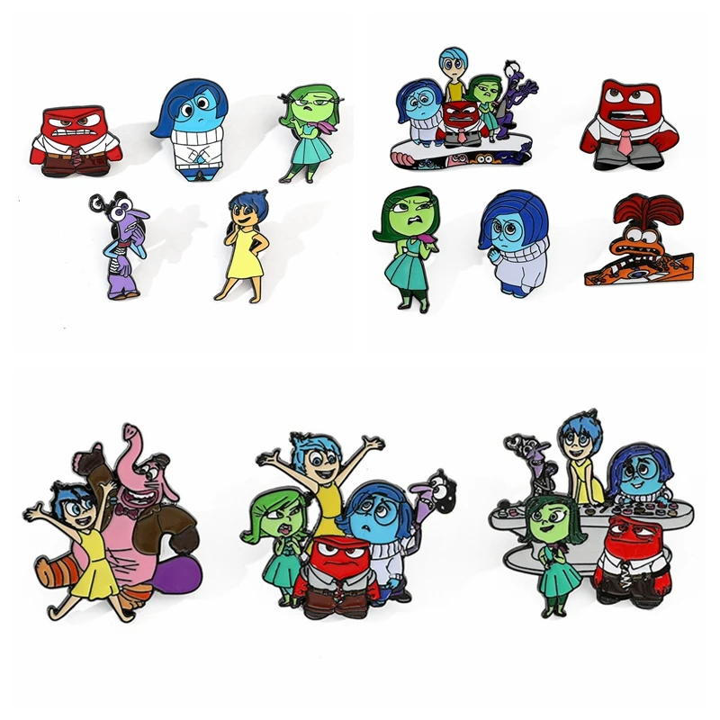 Disney Inside Out Pins & Badges Anime Cartoon Character brooch Cute Enamel Pin Intensa Mente Backpack Clothing Metal Badge Gift