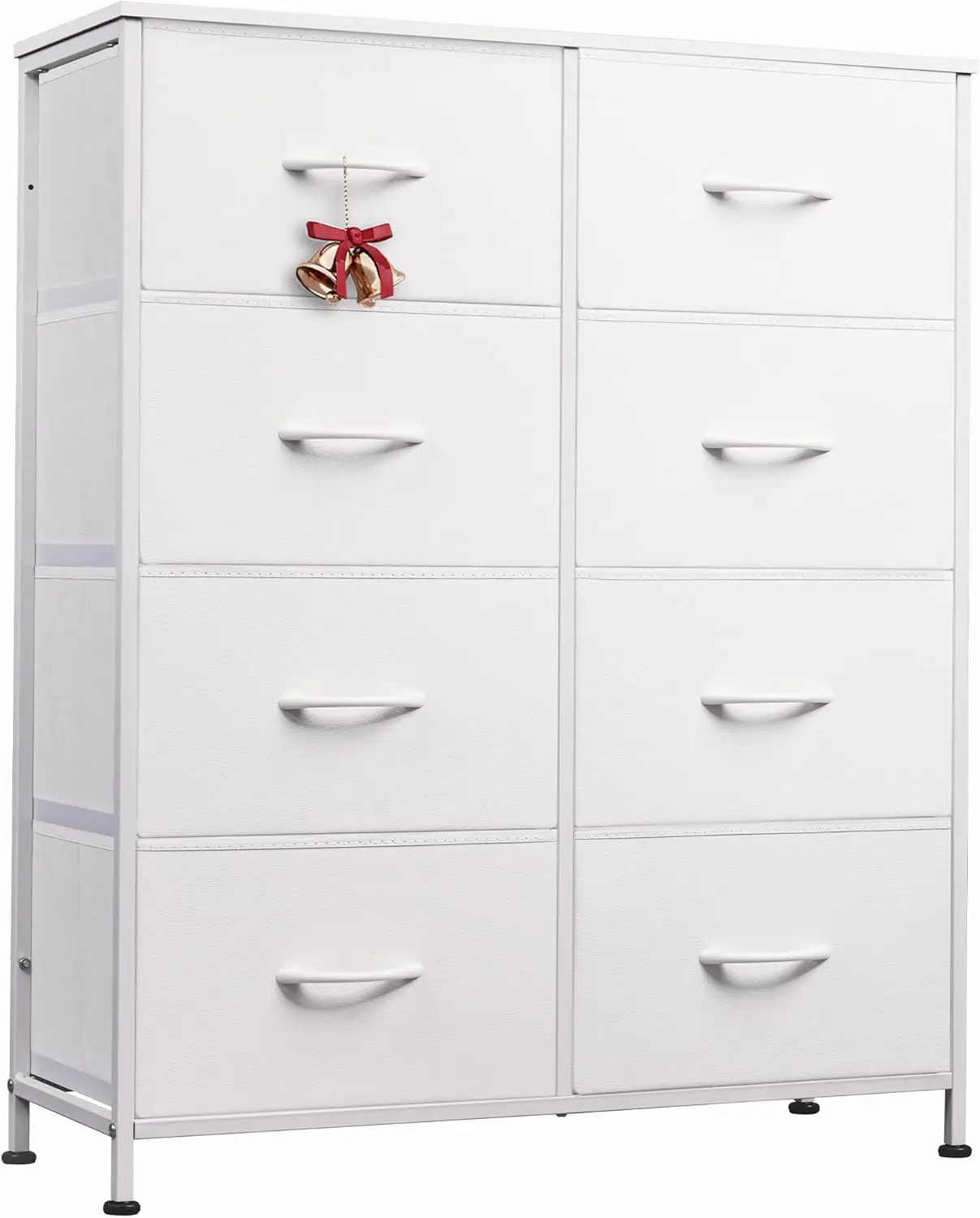 

8-Drawer Storage Tower with Fabric Bins in White