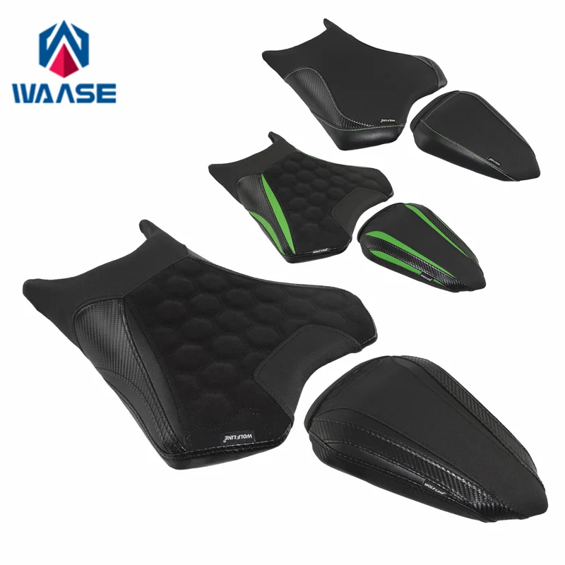 

WAASE For Kawasaki Ninja 500 Z500 2024 2025 Complete Front Rider Rear Passenger Solo Seat Cowl Cushion Pad Synthetic Leather