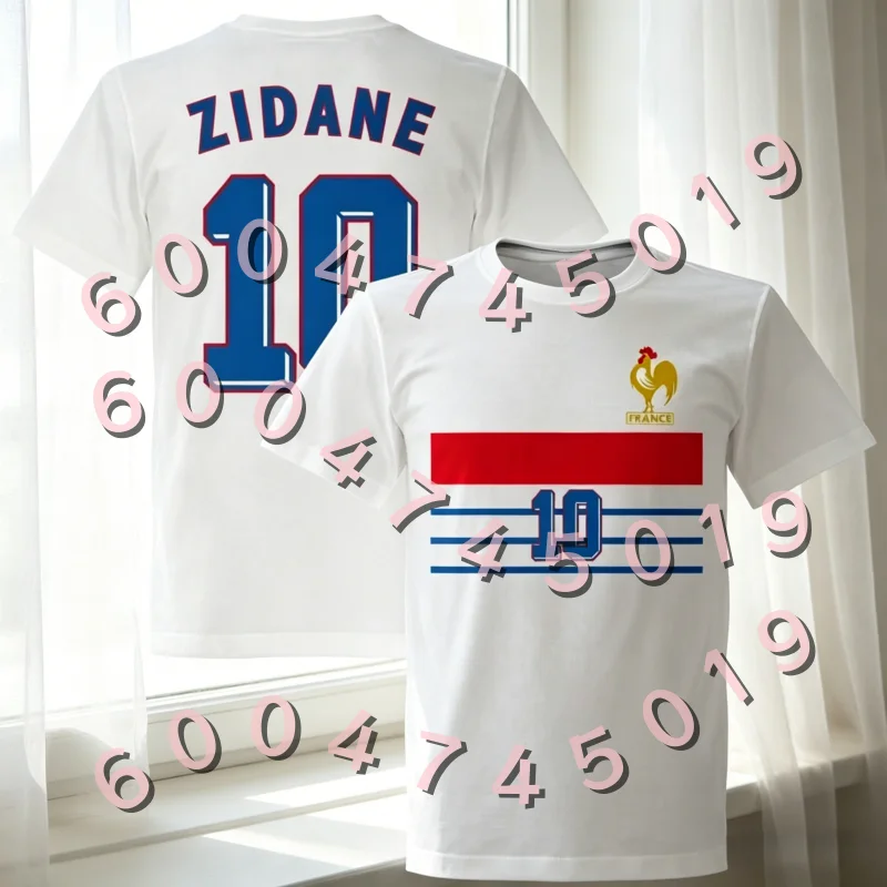 Camiseta de Fútbol Retro de la Selección Nacional de Francia Zidane 10, Conjuntos Familiares a Juego, Edición Blanca, Ropa Deportiva para Adultos y Niños