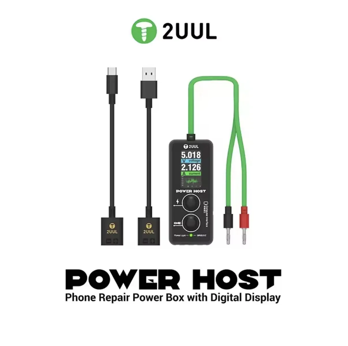 2UUL PW15 Power Host Ampere-Voltage Meter with Digital Display One Key Power-On & Auto Power-Off Professional Testing Tool