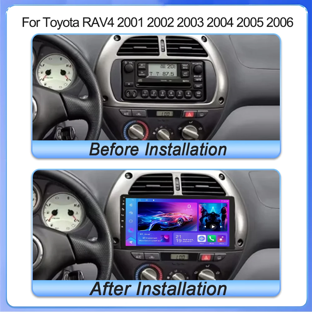 Android 16 Autoradio For Toyota RAV4 2001 2002 2003 2004 2005 2006 Car Radio Multimedia Player GPS Wireless Carplay Android RDS